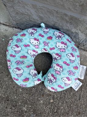 Hello Kitty Aqua Neck Pillow with Pink Accents